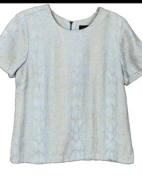 Vtg 2014 “The Limited” Brocade Pale Blue & Gold Back Zip Top Small